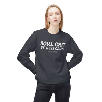 Soulgrit Fitness Club Crewneck Sweatshirt - Motivational Workout Apparel