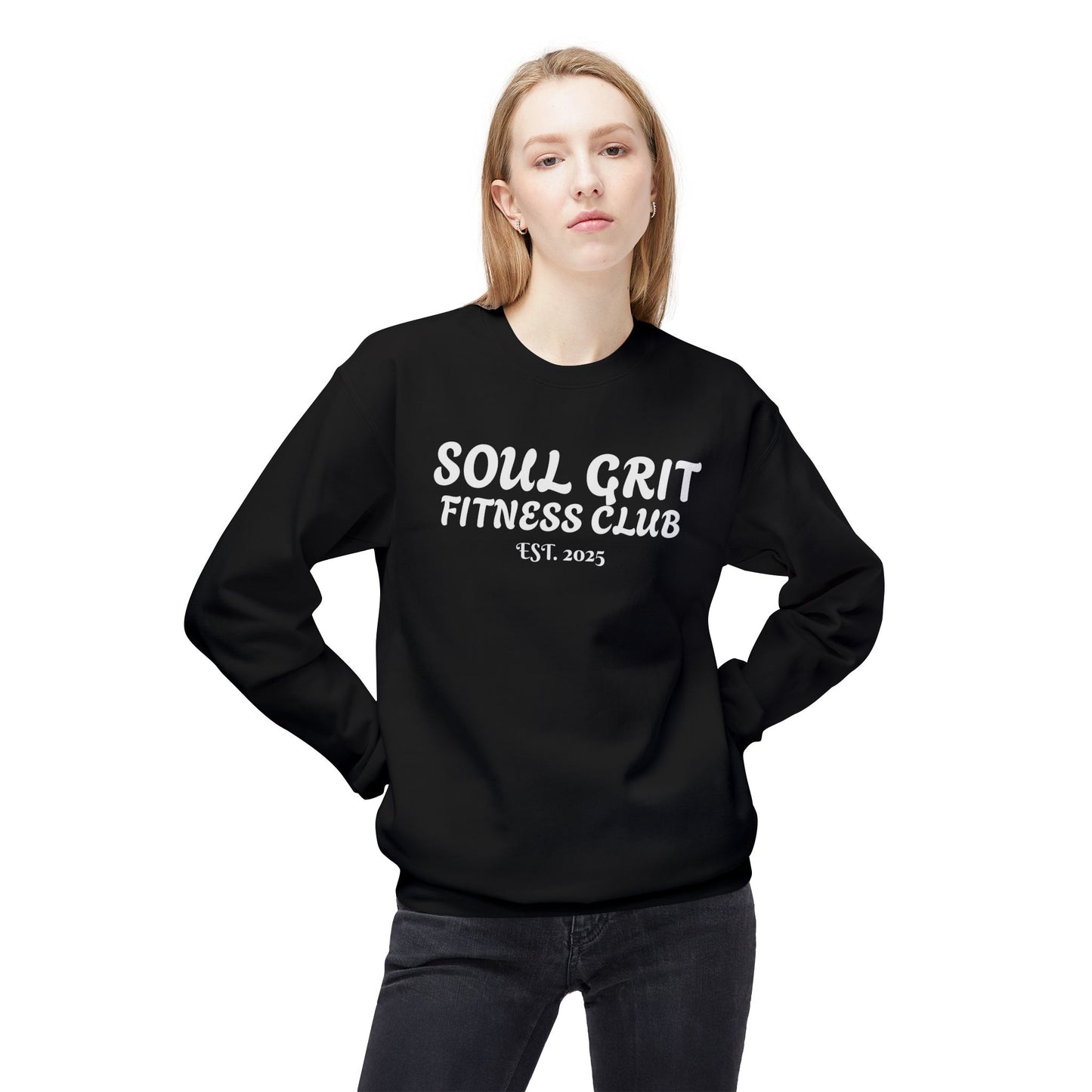 Soulgrit Fitness Club Crewneck Sweatshirt - Motivational Workout Apparel