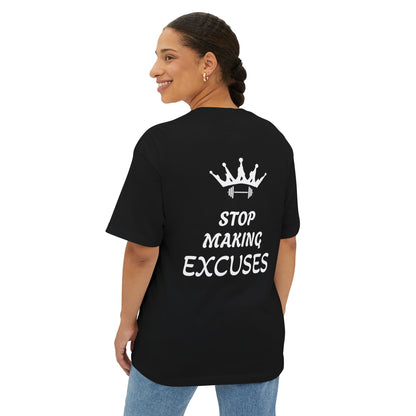 Fitness Motivation Oversized Tee - "Stop Making Excuses"