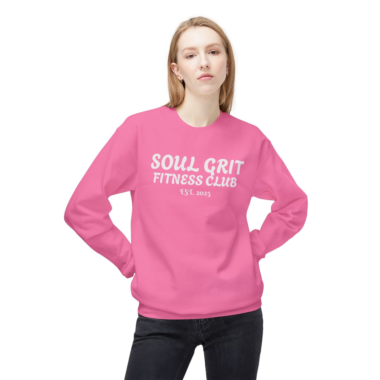 Soulgrit Fitness Club Crewneck Sweatshirt - Motivational Workout Apparel